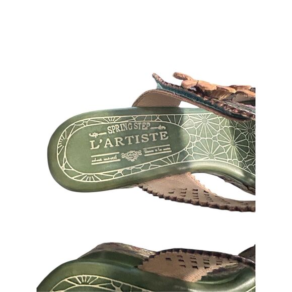 L’ Artiste By Spring Step Virgie Floral Platform Sandals Green/ Pink Size 41-  9 - Picture 12 of 15